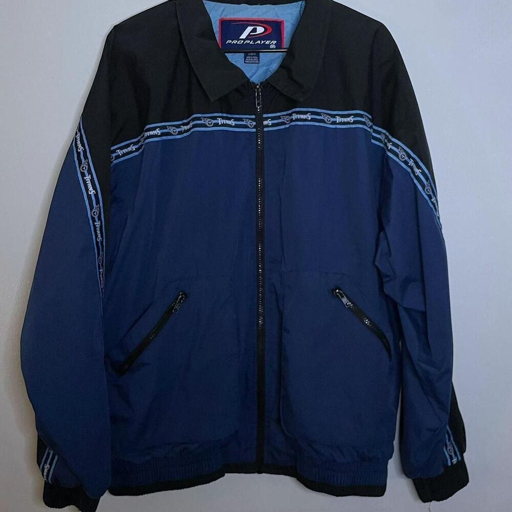 Tennessee Titans NFL Men's 2000s Large Zip Up Jacket Vintage Pro Player Blue